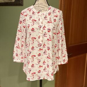 NYDJ Multicolor Sailboat Pattern Blouse, Size XS